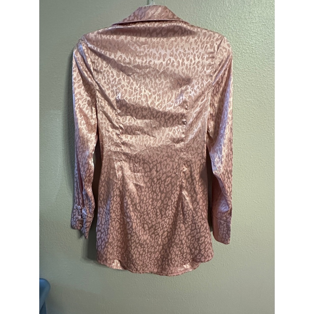 Lena Pink Leopard Print Tie Front Long Sleeve Mini Dress Size M - Picture 7 of 8